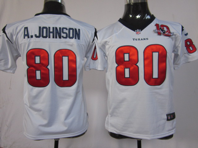 White Andre Johnson Nike Texans Youth #80 10th Patch NFL Jersey