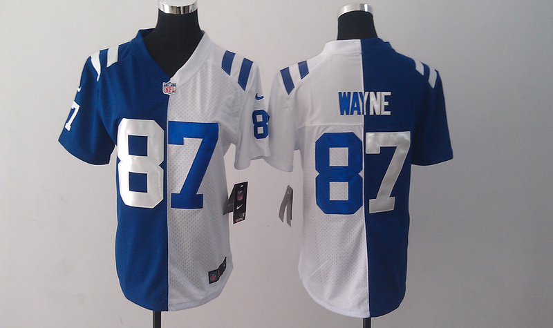 Indianapolis Colts #87 Wayne Women Half and Half Jersey