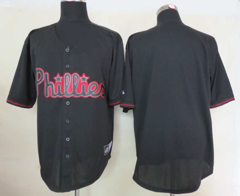 MLB Philadephia Phillis Blank Black Fashion Jerseys