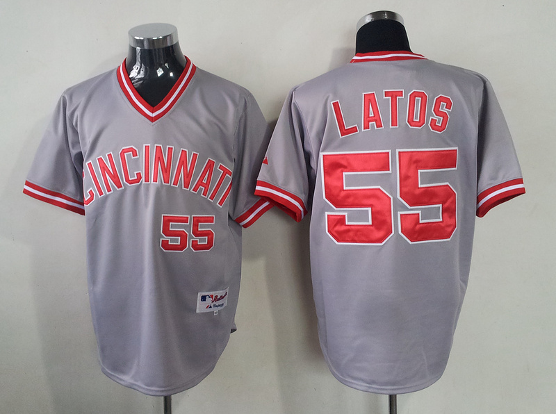 MLB Cincinnati Reds #55 Latos Grey Jersey