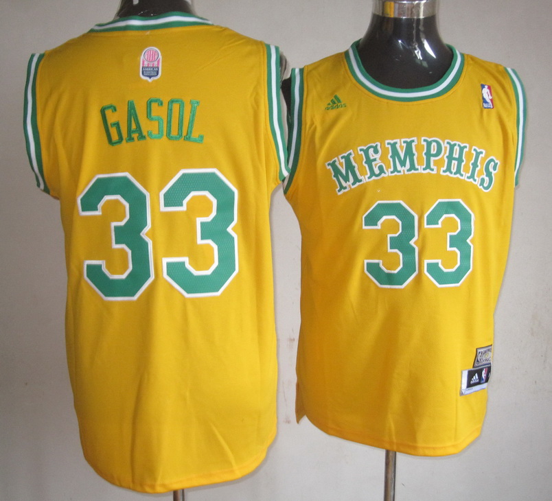 Adidas Memphis Grizzlies #33 Gasol yellow Jersey
