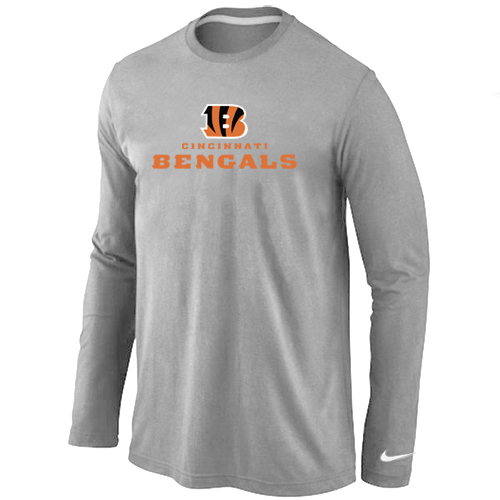 Nike Cincinnati Bengals Authentic Logo Long Sleeve T-Shirt Grey