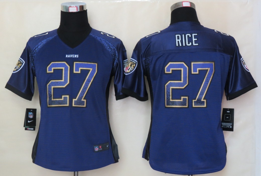 Women 2013 NEW Nike Baltimore Ravens 27 Rice Drift Fashion Purple Elite Jerseys