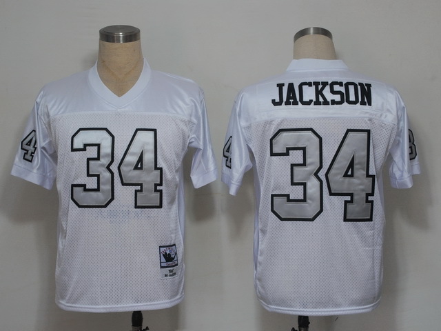 NFL Jerseys Oakland Raiders 34 Bo Jackson White(Silver Number)