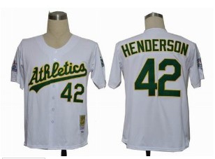 Oakland Athletics #42 Rivkey Henderson White M&N 1989