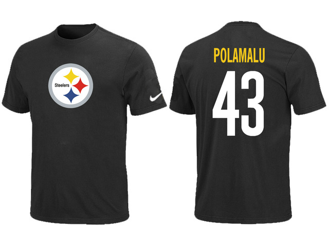  Nike Pittsburgh Steelers Troy Polamalu Name& Number TShirt Black 70 