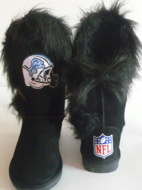 NFL Detroit Lions Cuce Shoes Womens Cheerleader Boots - Black