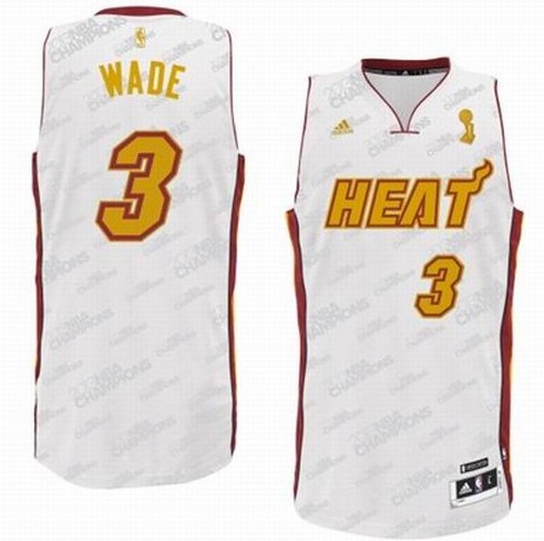 Miami Heat 3# Dwyane Wade Trophy Banner Fashion Swingman white Jersey