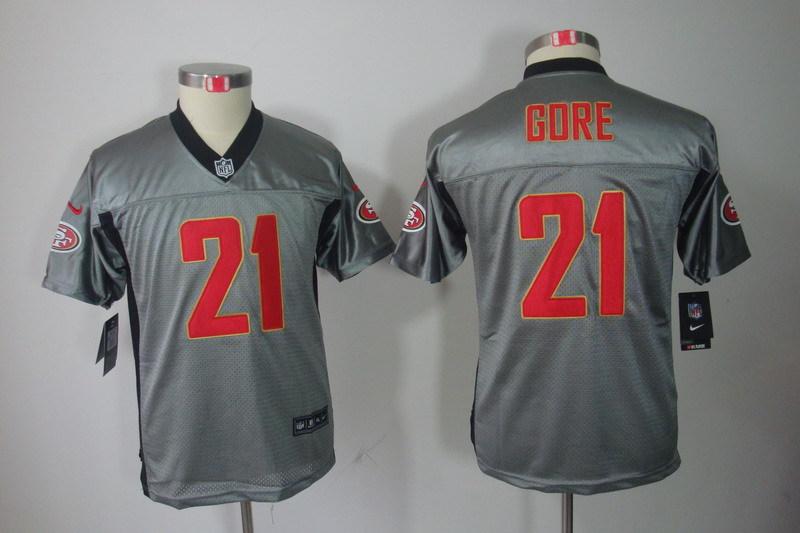 NFL San Francisco 49ers #21 Gore Youth Grey Lights Out Jersey