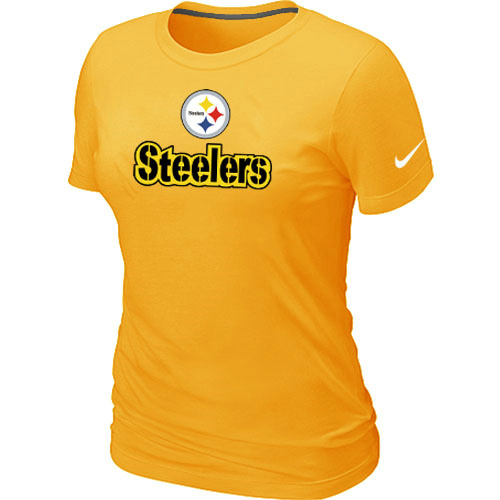 Nike Pittsburgh Steelers Authentic Logo Womens TShirt Yellow 5 