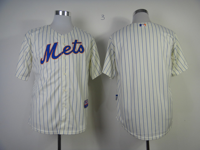 MLB New York Mets Blank Blue Strip Jersey Cream-colored 