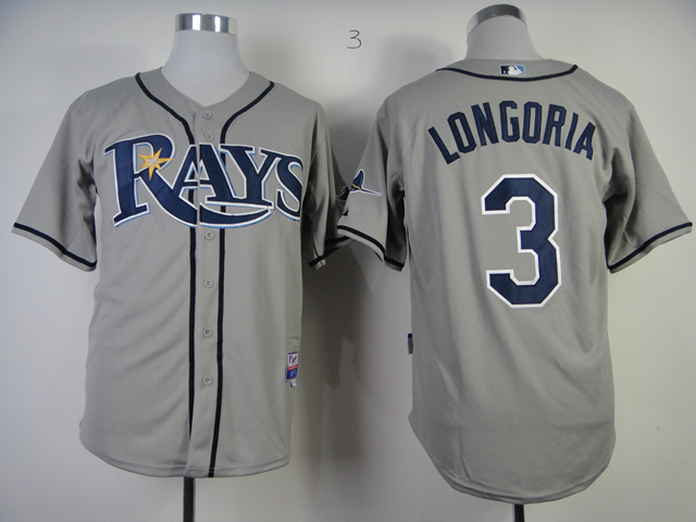 MLB Tampa Bay Rays #3 Longoria Jersey Grey