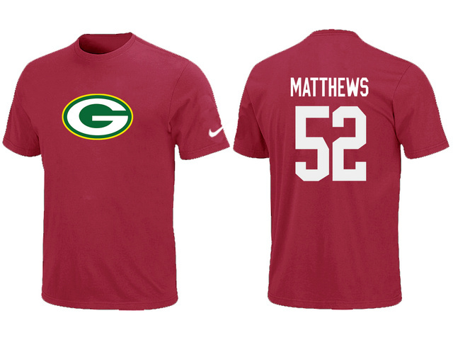  Nike Green Bay Packers 52 MATTHEWS Name& Number TShirt Red 137 