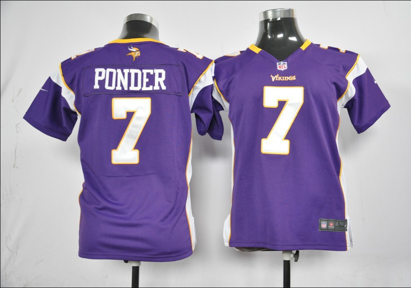 Purple #7 Ponder Youth Nike Minnesota Vikings Jersey