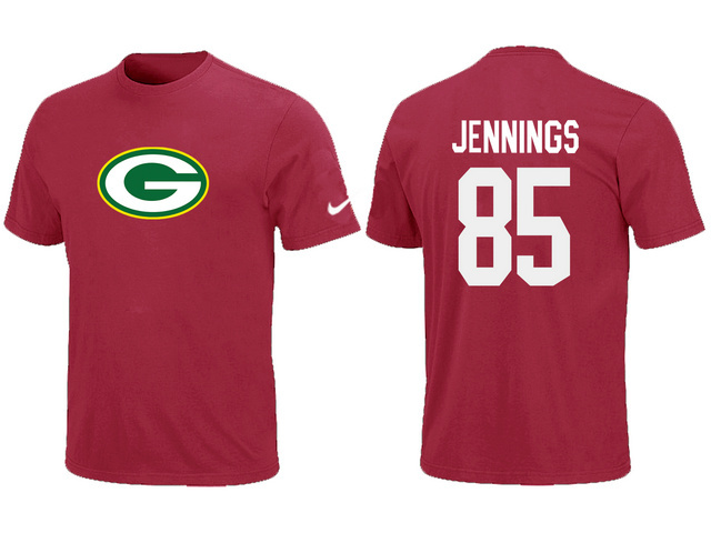  Nike Green Bay Packers 85 JENNNGS Name& Number TShirt Red 134 