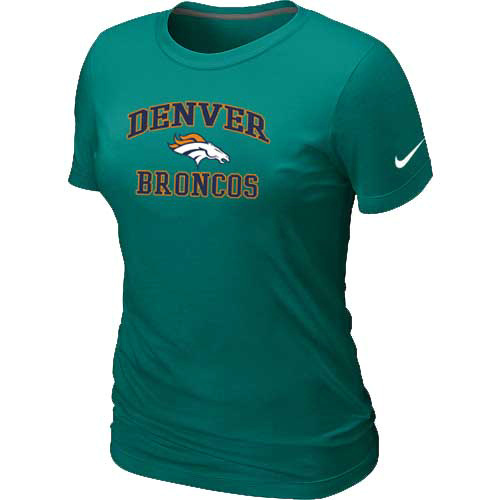  Denver Broncos Womens Heart& Soul L- Green TShirt 29 
