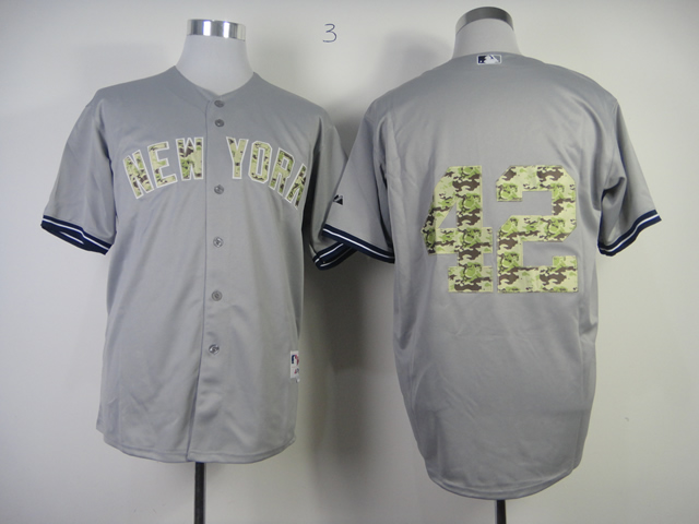 New York Yankees Blank Grey 42 Cool Base MLB Jersey Camo Number