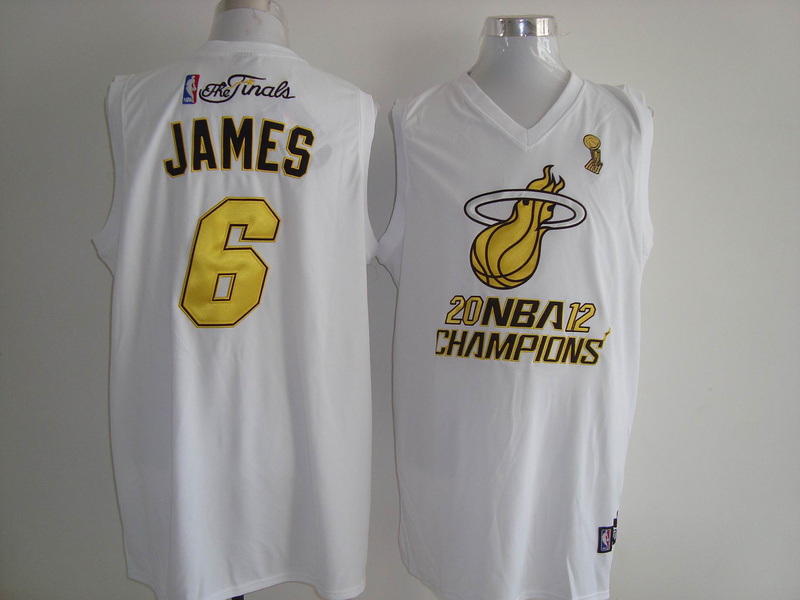 2013 NBA champion Miami Heat #6 James the Finals White Jersey