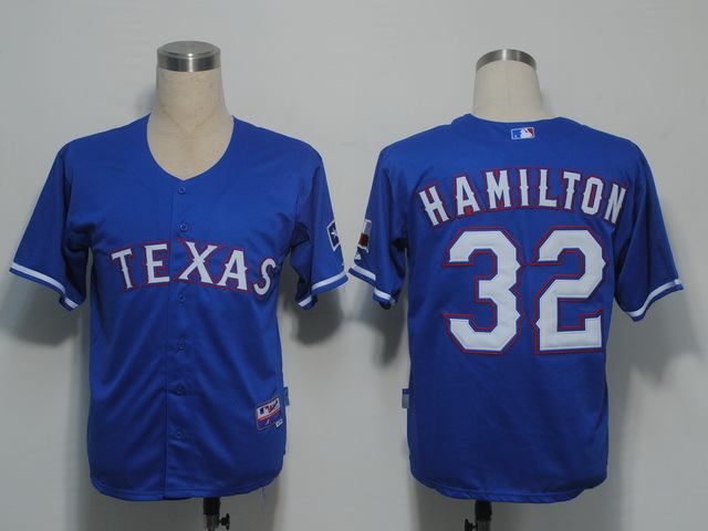 MLB Jerseys Texas Rangers 32 Hamilton Blue Cool Base