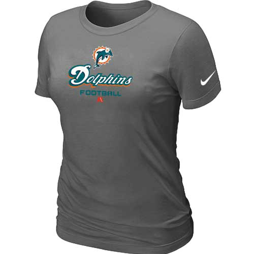  Miami Dolphins D- Grey Womens Critical Victory TShirt 44 