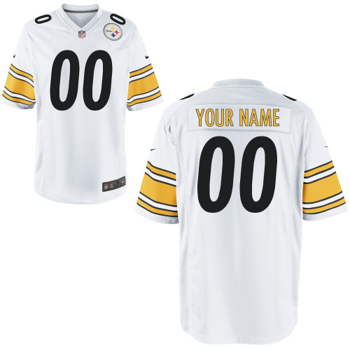 Customized Youth Game NIke Pittsburgh Steelers White Jersey