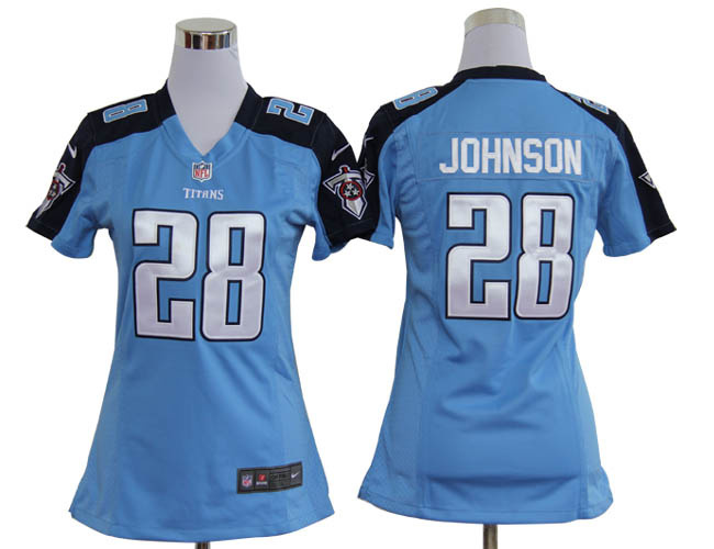 blue #28 Chris Johnson Tennessee Titans women NIKE jersey
