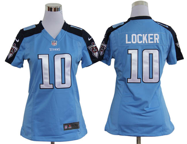 NIKE women blue Jake Locker jersey, Tennessee Titans #10 jersey