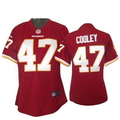 NIKE women red Cooley jersey, Washington Redskins #47 Game jersey