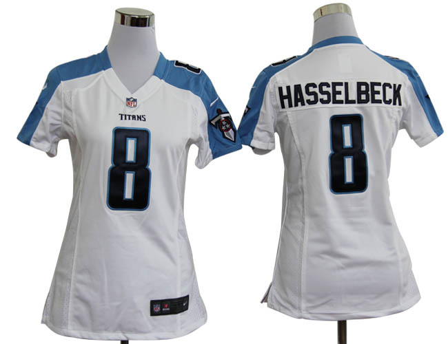 women NIKE Matt Hasselbeck white jersey, Tennessee Titans #8 jersey