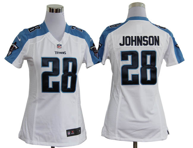 #28 Chris Johnson Blue Tennessee Titans women NIKE jersey