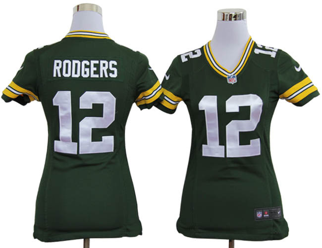 NIKE Green pay packers #12 Aaron Rodgers women jersey in green