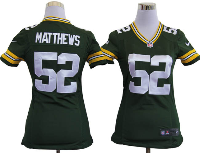 green Matthews packers Women Nike NFL #52 Jersey