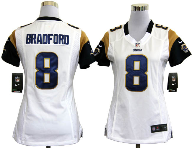 white Bradford Rams Women Nike NFL #8 Jersey
