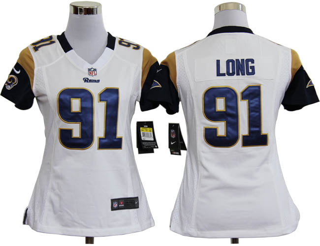 white #91 Long St.Louis Rams women NIKE jersey
