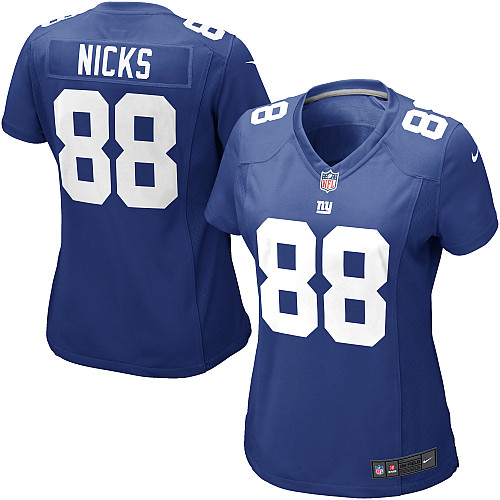Giants #88 Nicks blue Women game Nike NFL Jersey