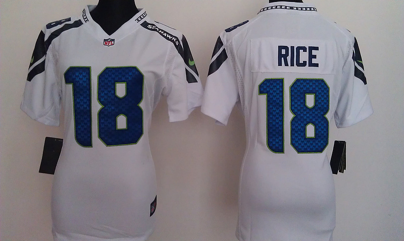 Rice game Jersey: Nike Women game Nike NFL #18 Seattle Seahawks Jersey In white color