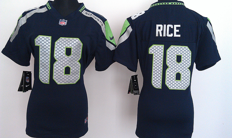 Blue Rice Women Game Nike NFL Seattle Seahawks #18 Jersey