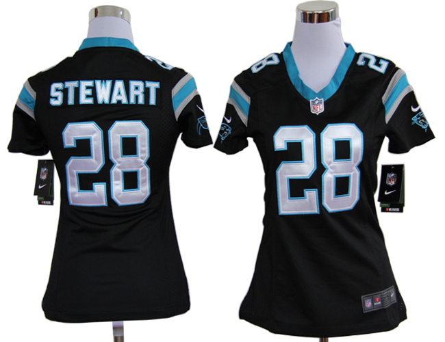 NIKE Carolina Panthers #28 Jonathan Stewart women jersey in black