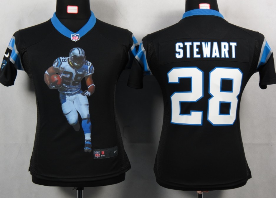 Stewart game Jersey: Nike Women Portrait Fashion Game Nike NFL #28 Carolina Panthers Jersey In Black color
