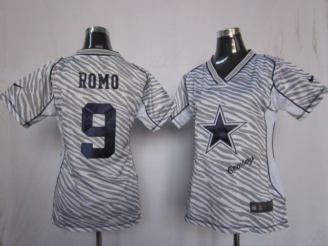 NIKE Dallas Cowboys #9 Tony Romo women jersey in Zebra Fashion