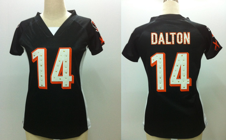 #14 Andy Dalton black Cincinnati Bengals women NIKE Draft Him II Top NFL jersey