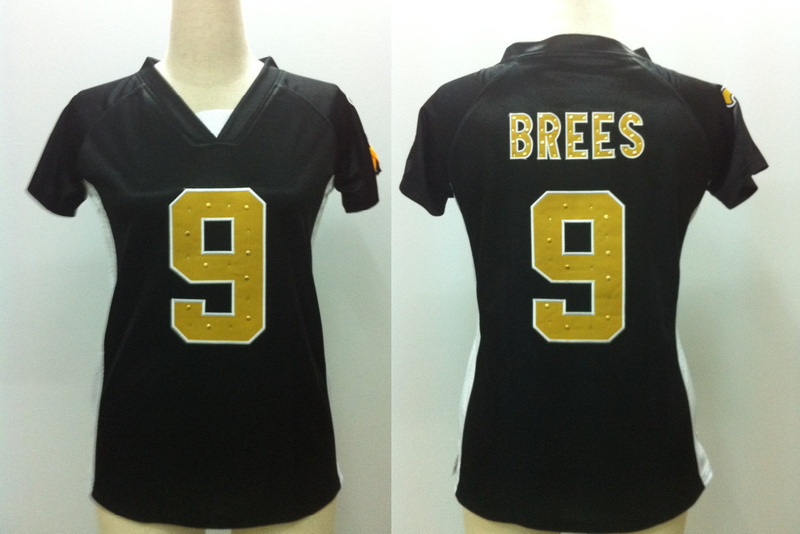 black #9 Drew Brees New Orleans Saints women NIKE Draft Him II Top NFL jersey