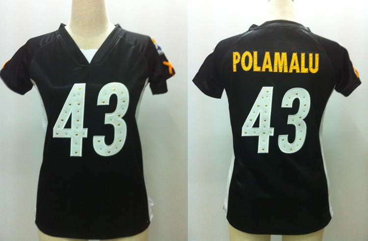 women NIKE Troy Polamalu black jersey, Pittsburgh Steelers #43 Draft Him II Top NFL jersey