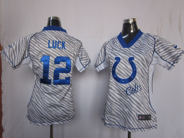 Zebra Andrew Luck Women Fashion Nike NFL Indianapolis Colts #12 Jersey