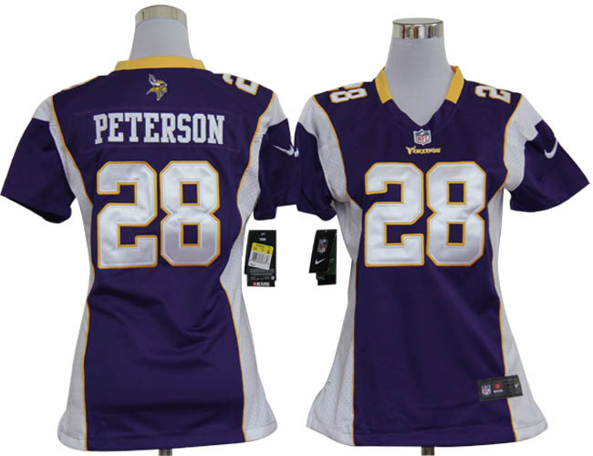 Vikings #28 Peterson purple Women Nike NFL Jersey