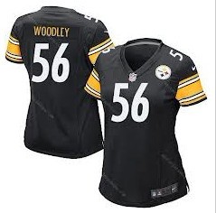 Steelers #56 Lamarr Woodley black Women Nike NFL Jersey