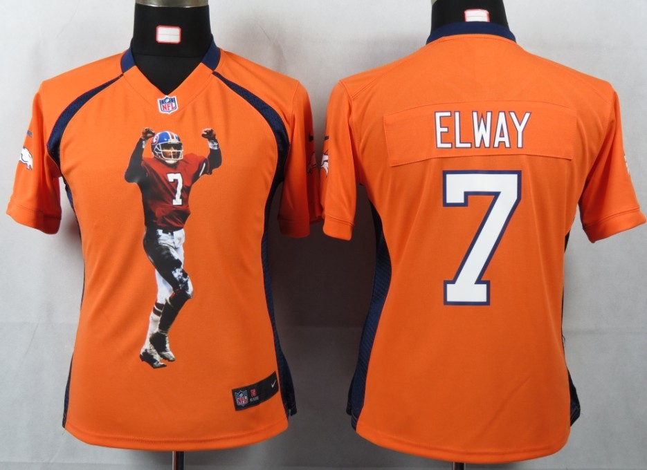 Orange #7 Elway Denver Broncos women NIKE Portrait Fashion Game jersey