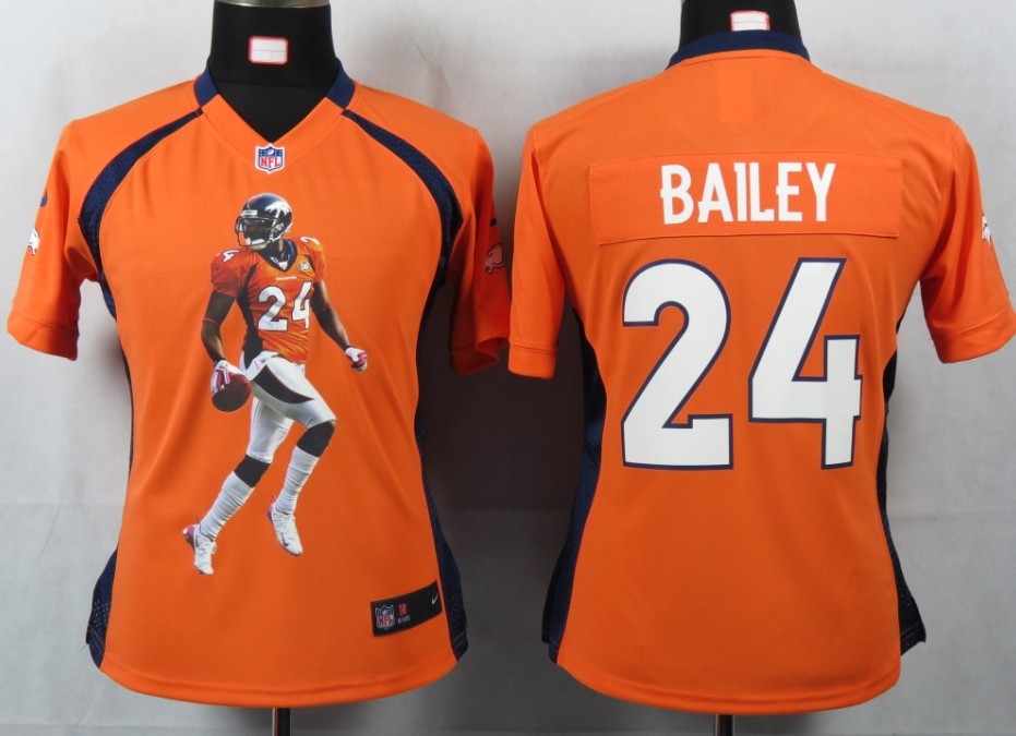 Bailey Game Jersey: Nike Women Portrait Fashion Game Nike NFL #24 Denver Broncos Jersey In Orange color