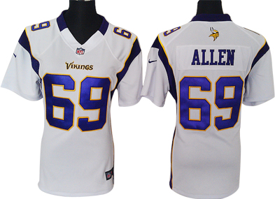 white Allen Vikings Women Nike NFL #69 Jersey