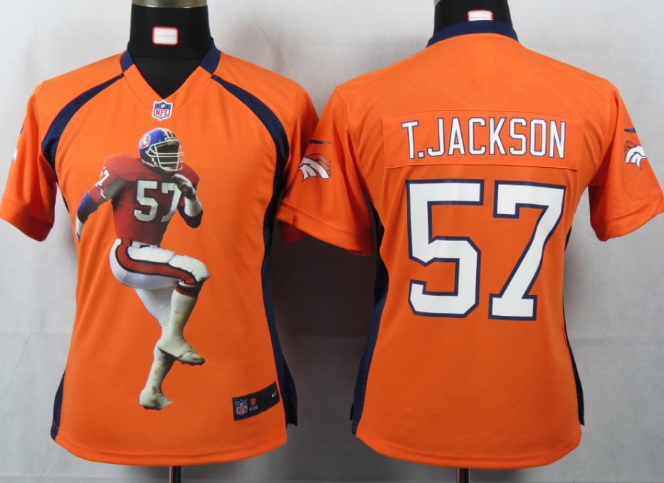 T.jackson Orange Broncos Women Portrait Fashion Game Nike NFL Jersey